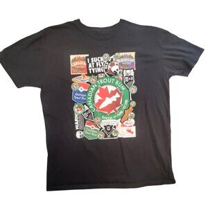 Sticker Mule Canada Trout Bum Black T-shirt Size XL